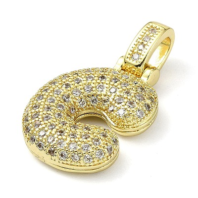 Brass Micro Pave Clear Cubic Zirconia Pendants KK-M279-01G-C-1