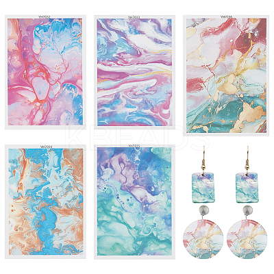 5Pcs 5 Styles Ceramics Clay Water Transfer Paper DIY-ME0001-99B-1