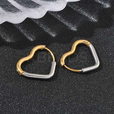 304 Stainless Steel Two Tone Hoop Earrings EJEW-P313-01A-G-1