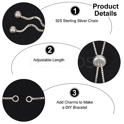 2Pcs 925 Sterling Silver Chain Link Bracelet Making MAK-BBC0001-02-1
