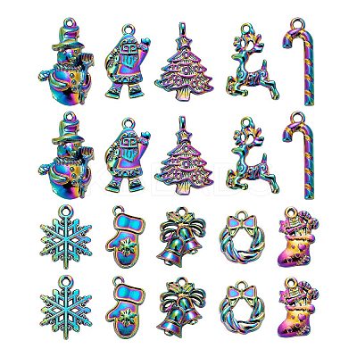 20Pcs 10 Style Rainbow Color Alloy Pendants FIND-LS0001-13MC-1