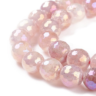 Round Natural Electroplated Strawberry Quartz Beads G-P447-B03-01-1