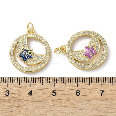 Brass Micro Pave Clear Cubic Zirconia Pendants KK-C045-26G-1