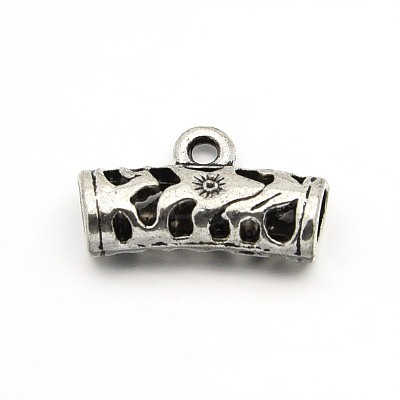 Tibetan Style Alloy Hollow Tube Bail Beads Tube Bails TIBEB-O004-46-1