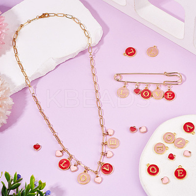 32Pcs 5 Styles Golden Plated Alloy Enamel Charms ENAM-TA0003-13B-1