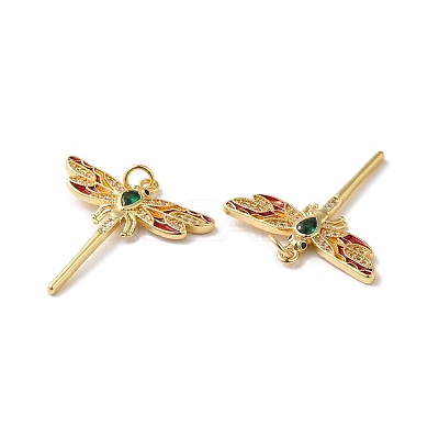 Rack Plating Brass Micro Pave Clear Cubic Zirconia Pendants KK-D074-09G-1