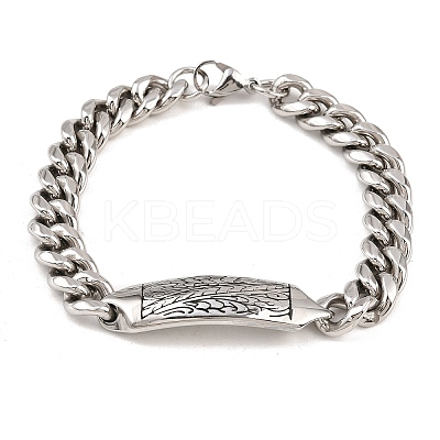 304 Stainless Steel Cuban Link Chain Bracelets for Men Women BJEW-G766-05P-02-1