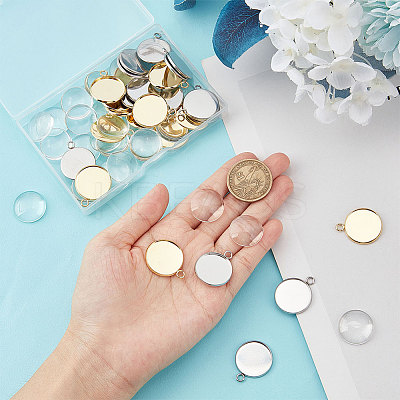 DIY Flat Round Blank Pendant Making Kit DIY-UN0004-82-1