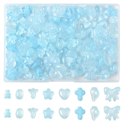 120Pcs 8 Styles Transparent Spray Paint Glass Beads GLAA-FS0002-21-1