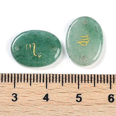 12Pcs 12 Styles Twelve Constellation Natural Green Aventurine Flat Oval Links Connector Charms G-K359-05A-1