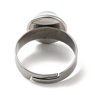 Flat Round K9 Glass Adjustable Ring RJEW-G253-01A-P-1