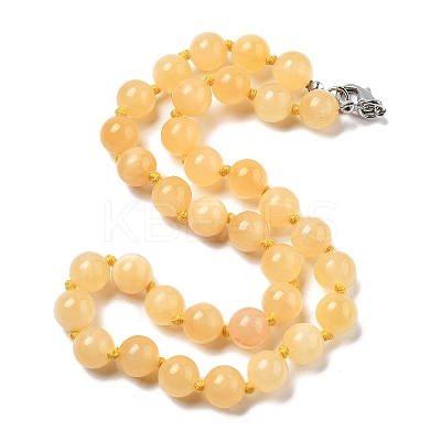 10mm Round Natural Yellow Jade Beaded Necklaces NJEW-F327-02B-04-1