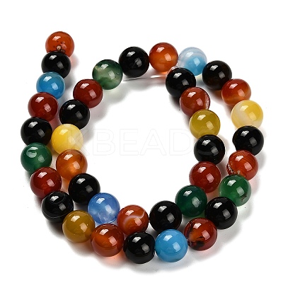 Dyed Natural Agate Beads Strands G-G203-10G-10mm-1