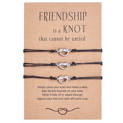 3Pcs 3 Style 430 Stainless Steel Knot Heart Link Bracelets Set JB719A-1