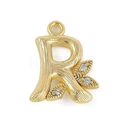 Brass Crystal Rhinestone Letter Links Connector Charms KK-S395-06G-R-1