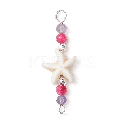 4Pcs 4 Colors Summer Beach Dyed Synthetic Turquoise Connector Charms PALLOY-JF03747-03-1