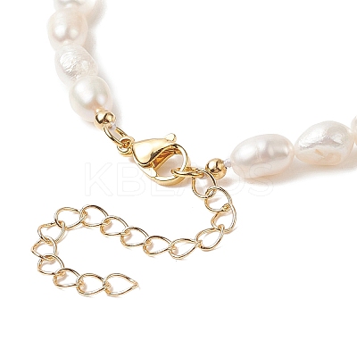 Natural Pearl Rice Beaded Anklets AJEW-AN00534-1