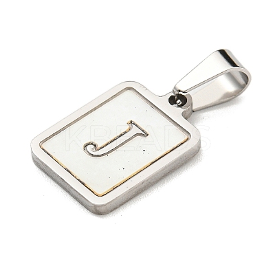 304 Stainless Steel Pave Natural White Shell Pendants STAS-S130-03P-J-1