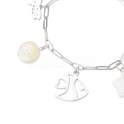 Ocean Theme 304 Stainless Steel Charm Bracelets BJEW-JB12218-01-1