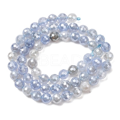 Electroplated Natural Agate Beads Strands G-B191-A07-6mm-16-1