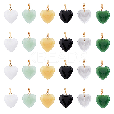 24Pcs 6 Style Spray Painted Glass Pendants GLAA-HY0001-07-1