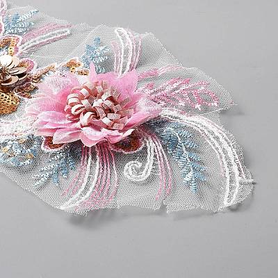 Flower Pattern 3D Computerized Embroidered Appliques DIY-WH0410-10B-1