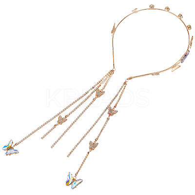 Zinc Alloy Rhinestone Hair Bands OHAR-WH20007-01B-G-1