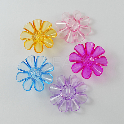 Garment Findings Transparent Acrylic Flower Sewing Shank Buttons TACR-R18-M-1