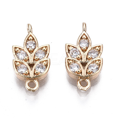 Brass Micro Pave Clear Cubic Zirconia Links Connectors X-KK-S359-157-RS-1
