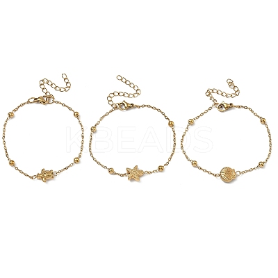 Marine Life Theme 304 Stainless Steel Link Bracelets BJEW-F534-02G-1