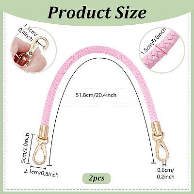 Imitation Leather Braided Round Cord Bag Handles with Zinc Alloy Clasps FIND-WH0126-941C-02-1