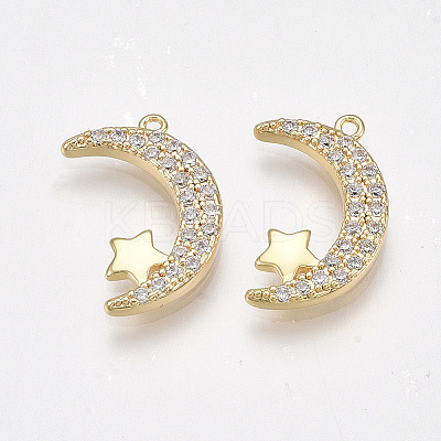 Brass Micro Pave Cubic Zirconia Pendants KK-T038-510G-1