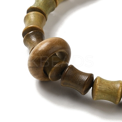 Sandalwood Verawood Bamboo Joint Beaded Stretch Bracelet BJEW-B080-13D-1