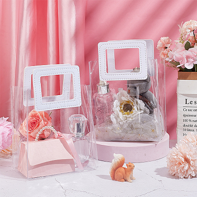 Valentine's Day Rectangle Transparent PVC Storage Bags with Handle ABAG-WH0046-05A-1