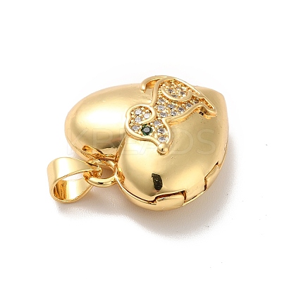 Rack Plating Brass Micro Pave Clear Cubic Zirconia Locket Pendants KK-M227-07G-1