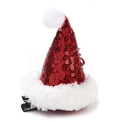 Sequins Christmas Hat Polyester Alligator Hair Clips for Women Girl AJEW-M012-03A-1