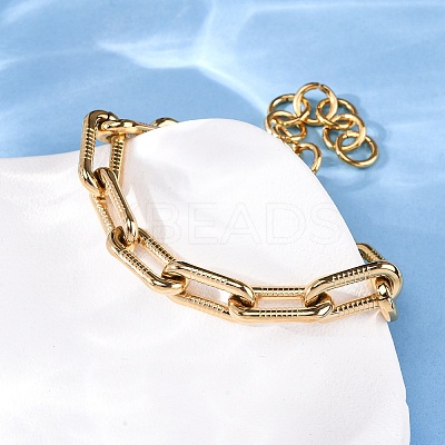 304 Stainless Steel Paperclip Chain Bracelets for Women BJEW-Z128-01G-01-1