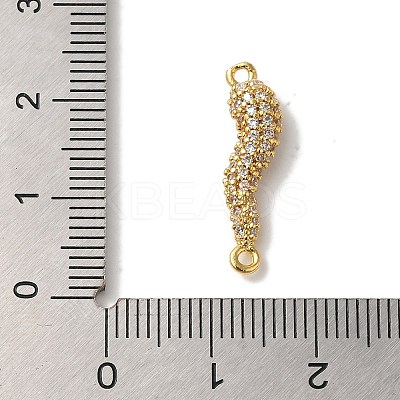 Rack Plating Brass Micro Pave Clear Cubic Zirconia Horn of Plenty/Italian Horn Cornicello Connector Charms KK-A229-04G-1