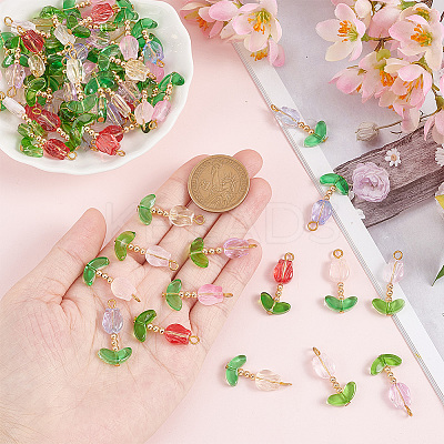 70Pcs 7 Colors Glass Pendant PALLOY-AB00157-1