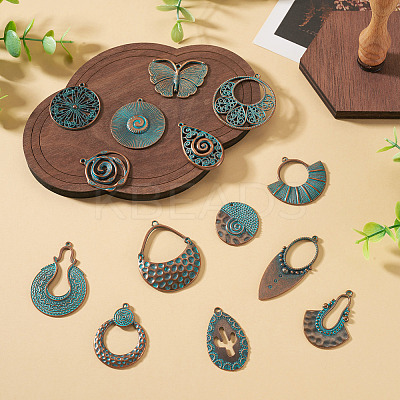 14Pcs 14 Styles Tibetan Style Alloy Pendants FIND-TA0010-61-1