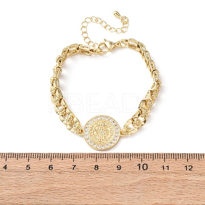 Brass Micro Pave Clear Cubic Zirconia Link Bracelets for Women BJEW-G769-01G-1