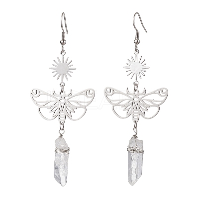 201 Stainless Steel Butterfly Dangel Earrings EJEW-JE05770-1