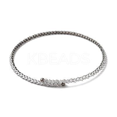 Rack Plating Brass Cubic Zirconia Elasticity Necklaces NJEW-S425-01B-1