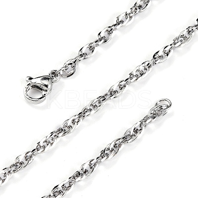 3mm Rack Plating Brass Rope Chain Necklaces for Women Men MAK-L044-29P-1