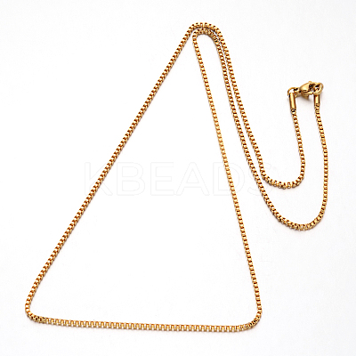 304 Stainless Steel Box Chain Venetian Chain Necklaces NJEW-I065-13A-1