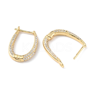Clear Cubic Zirconia Teardrop Hoop Earrings EJEW-P227-02G-1