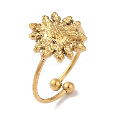 Ion Plating(IP) 304 Stainless Steel Sunflower Open Cuff Rings for Women RJEW-M167-09A-G-1