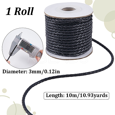 1 Roll 10M Round Braided Cowhide Cords WL-SC0001-03A-1