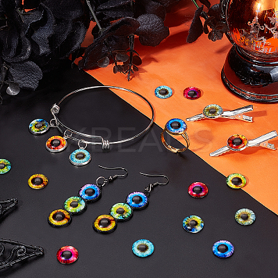 Luminous Eye Printed Glass Cabochons GGLA-PH0001-22B-1
