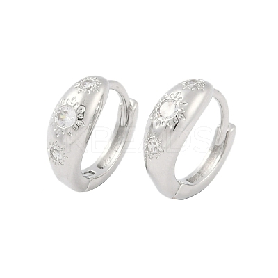 Rack Plating Brass Micro Pave Clear Cubic Zirconia Hoop Earrings KK-A224-21P-1